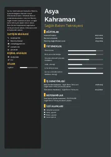 Tekniker ve Teknisyen Cv Örnekleri cv indir